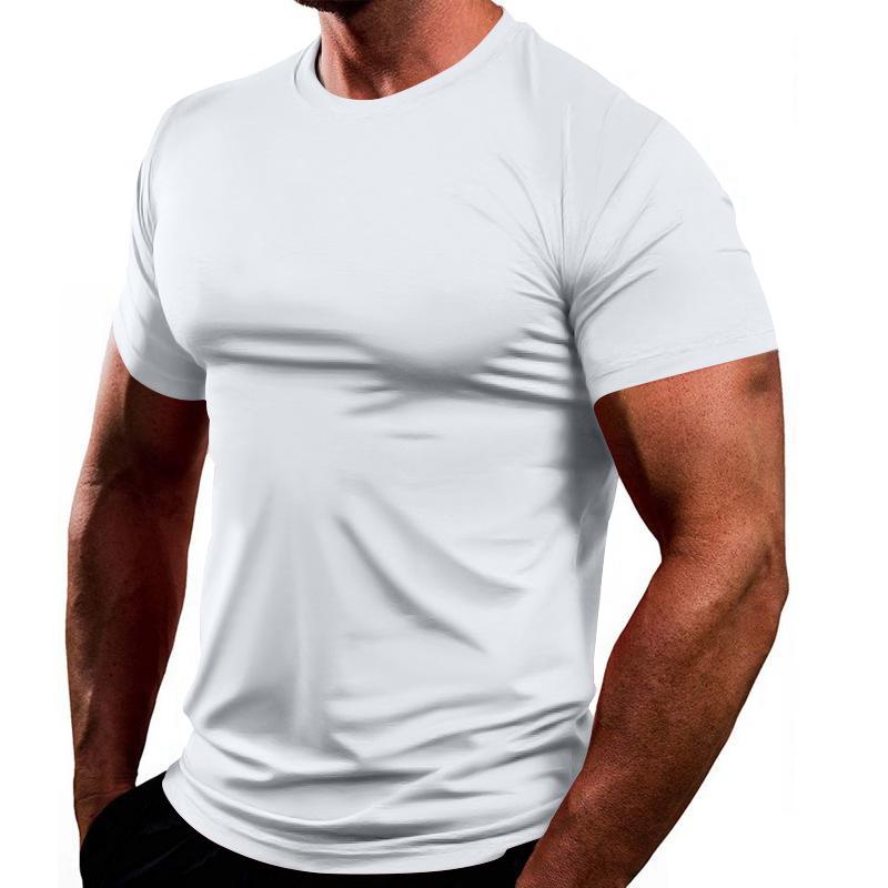 Solid Color European and American Men's Crew Neck Top Summer Quick-drying Breathable Casual Sports Short-sleeved T-shirt