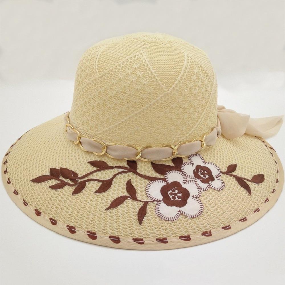 UV Protection Women's Sun Hat Flower Printed Straw Hat Fashion Fisherman's Hat Summer Outdoor