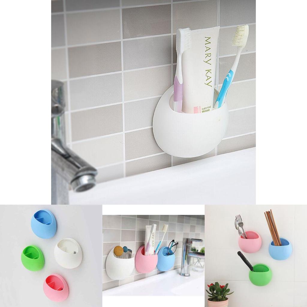 Premium Quality Bathroom Toothbrush Holder Wall-mounted With Suction Cup Storage