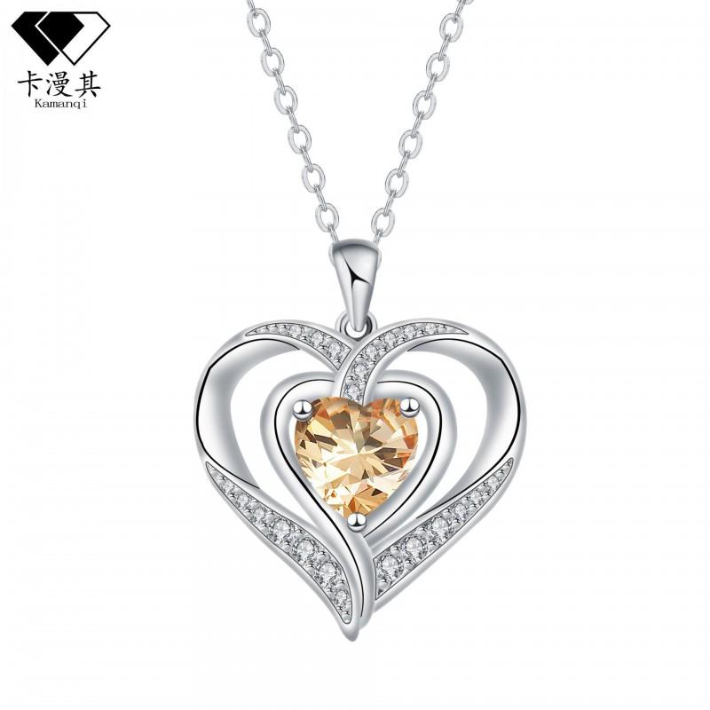Heart Shape Rhinestone Pendant Necklace Women Copper Chain Fashion Jewelry 2025