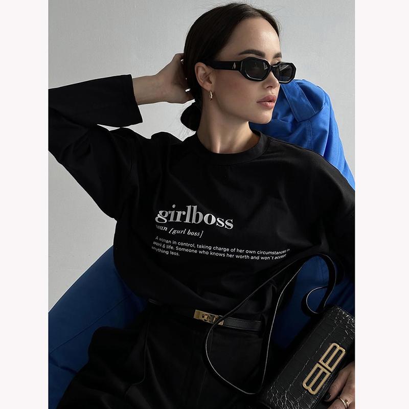 Hirsionsan Sanfte Brief Gedruckt Oansatz Langarm T Shirts Frauen Vintage Grundlegende Alle-spiel Pullover Tees Weibliche Freizeit Kleidung