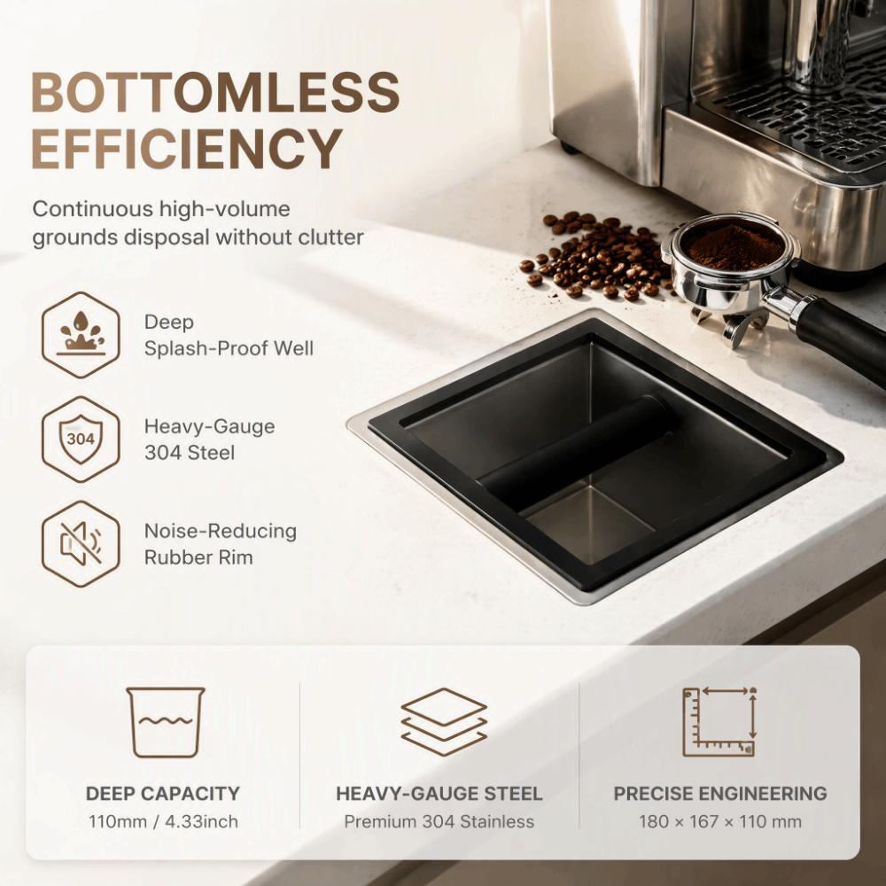 Stainless Steel Coffee Knock Box Open Bottom Desktop Knock Box Espresso Knock Box For Restaurant