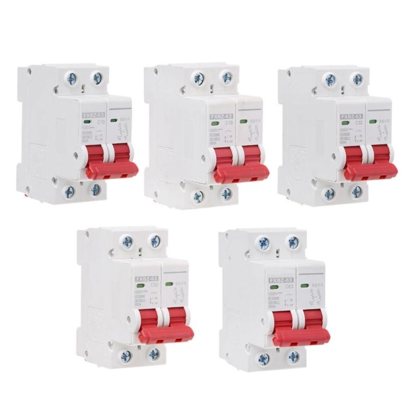 2P Solar Energy Photovoltaic DC Circuit Breaker PV Switch MCB DC 1000V 10A / 16A / 32A / 50A / 63A Air Switch