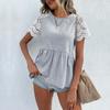 Summer Women's Lace Hollow Short-sleeved Tops for Women