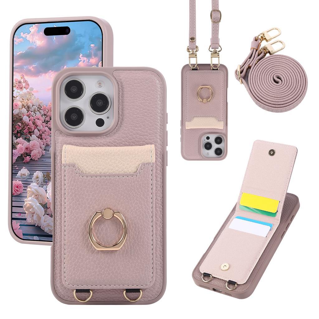 Crossbody Wallet with Card Holder Phone Case For iPhone 15 16 Pro Max 14 13 12 11 16E Lanyard Wrist Strap Leather Cover