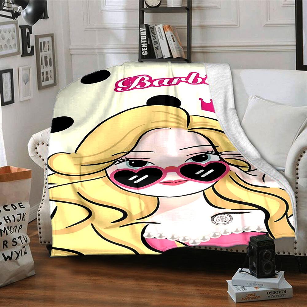 1pc Barbie Crown Flannel Blanket Soft Warm Throw for Home, Office, Travel, All Season Cozy Bedding Gift, Office