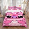 Pink Stitch Heart Background Print 3Pcs Bedding Setduvet Cover With 2 Bedropillowcase Home Birthday Gift