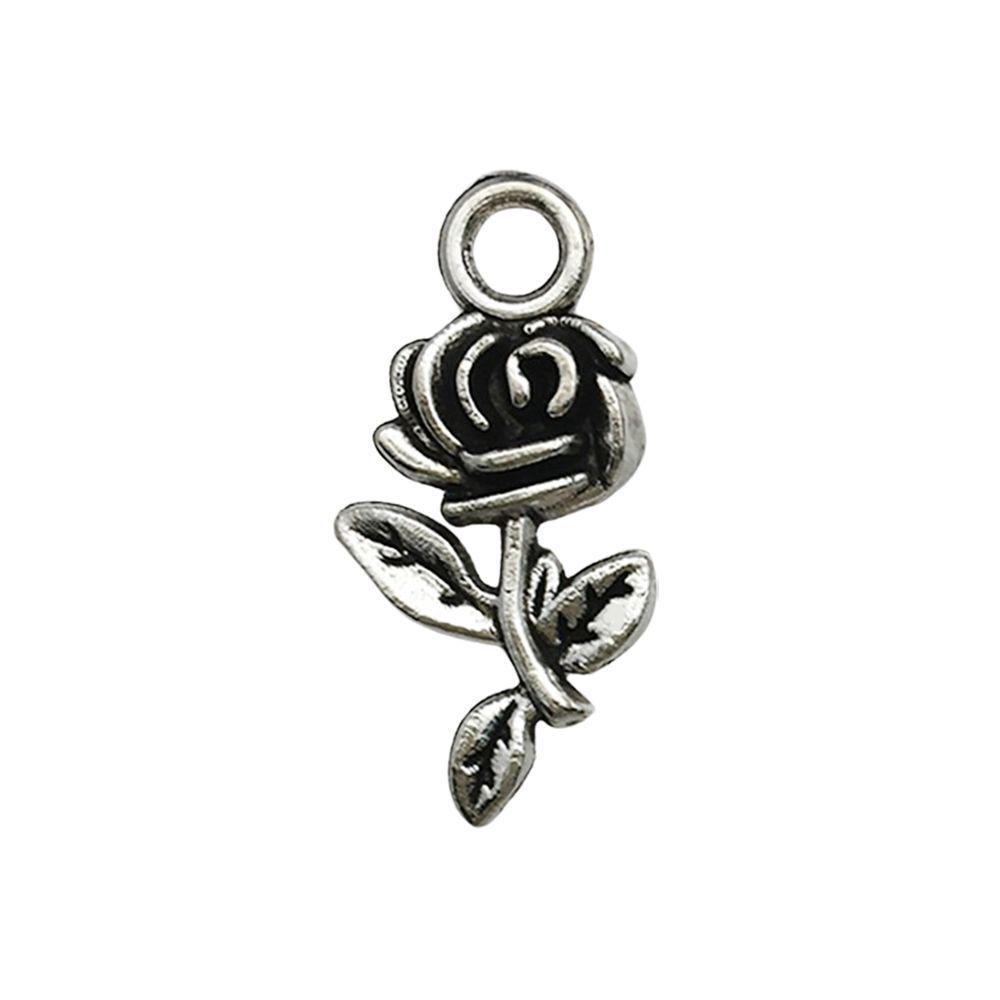 Antique Silver-Gold Rose Flower Pendant Charm for DIY Jewelry