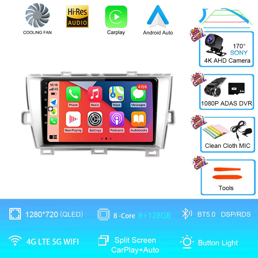 QLED DSP Car Radio Android 14 For Toyota Prius XW30 2009 - 2015 Multimedia Video Player GPS Navigation Stereo Carplay 4G WIFI BT