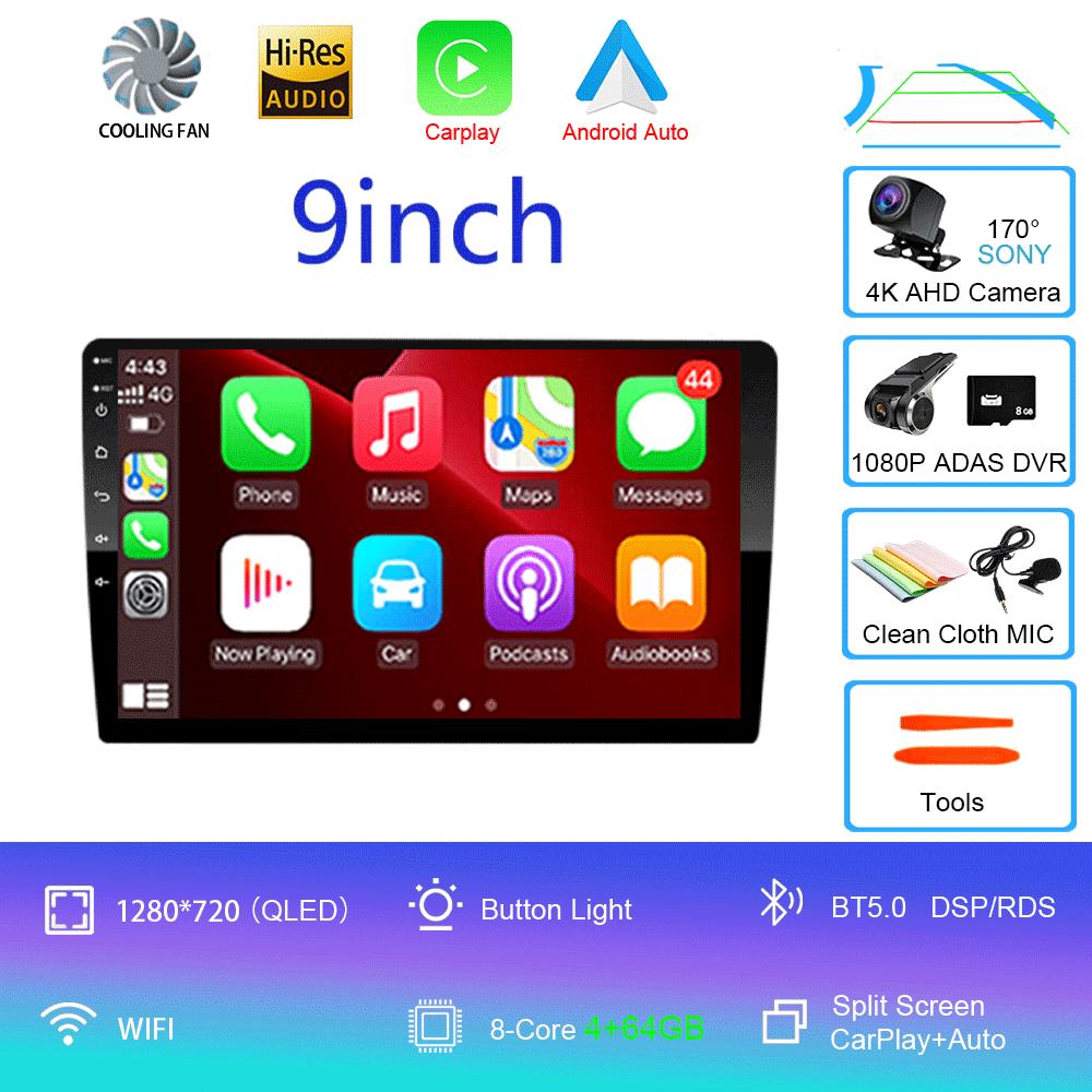Android 14 2din Car Radio Multimedia Player 9 inch Carplay For Toyota Volkswagen Hyundai Kia Renault Nissan Honda Lad WIFI+4G