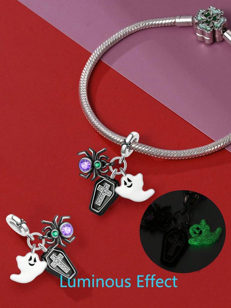 Charms Plata Cute Halloween Ghost Beads Charm Copper Plated Fit Charms Copperoriginal Bracelet For Jewelry Making Diy Charm