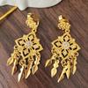 Bohemian Ethnic Tassel Earrings with Rhinestones for Non-Pierced Ears