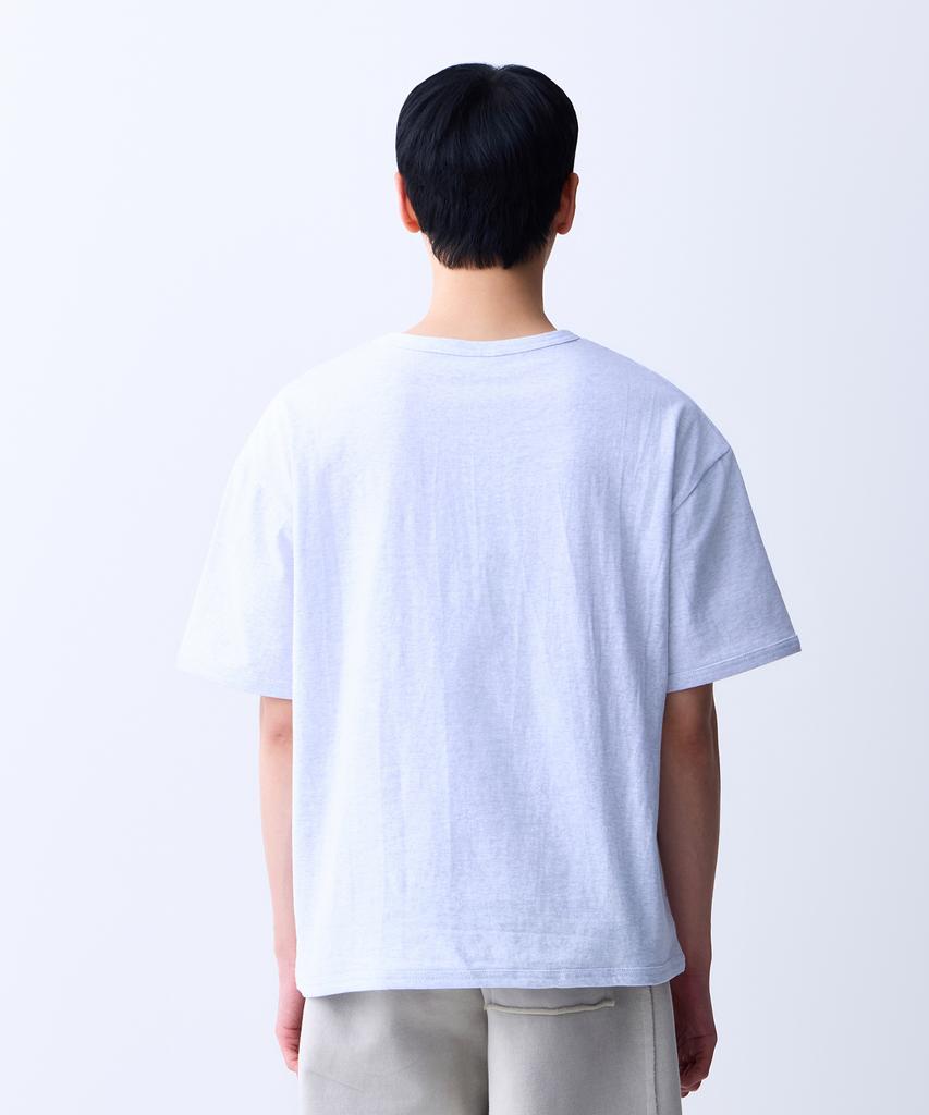 ADERNM Double Stitch Neck Binding Minimalist T-Shirt White Melange