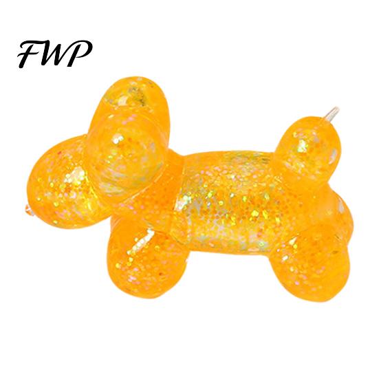 Stress Relief Toy Glitter Balloon Dog Squeeze Toy, Transparent Sensory Soft Stretchy Animal Shape Fidget for Home Office Classroom