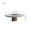 Nordic Ins Style Metal Round Solid Wood Base Tray Living Room Porch Small Objects Desktop Storage Tray