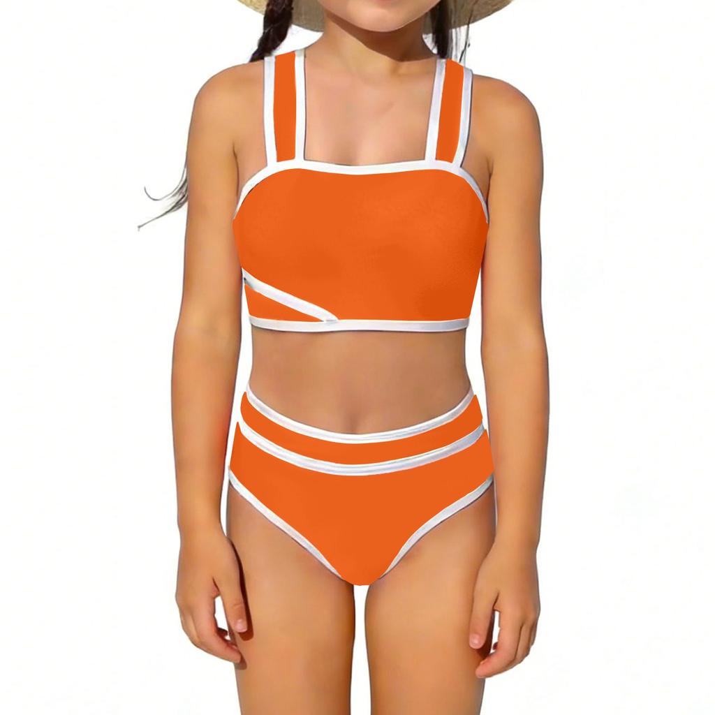 Children's Fashion Color Two-piece Swimsuit Set