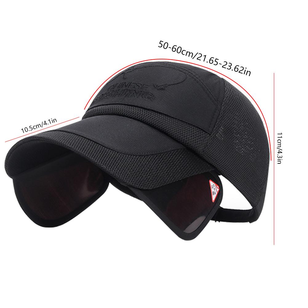Netz-Baseballkappe mit einziehbarem Schirm, Anglerhut, verstellbarer Sommer-Sonnenhut, Sonnenschutz-Baseballkappe für Damen und Herren