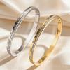 Yupsk Delicate Roman Numerals Zircon Inlaid Bracelet for Women Luxury Stainless Steel Bracelet Jewelry Accessories