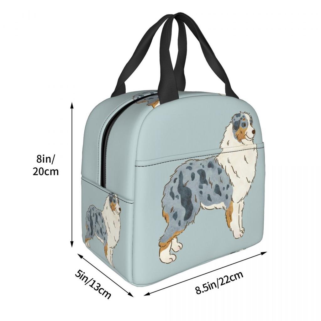 Australian Shepherd Aussie Dog Insulated Lunch Bag for Women Kids Leakproof Food Boxes Thermal Lunch Box Tote