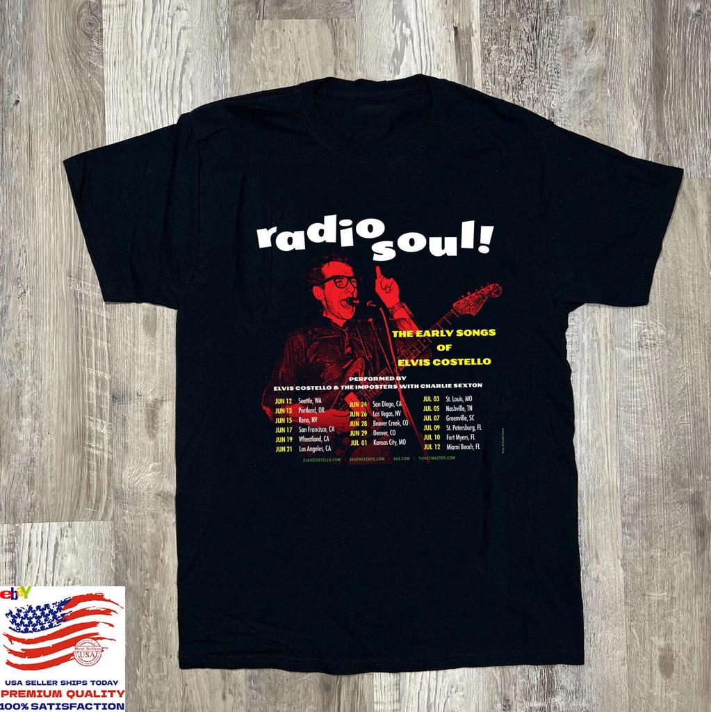 Elvis Costello 2025 Radio Soul Tour T Shirt Size S-5XL Unisex T-Shirt