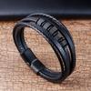 Luxury Stainless Steel Beaded Bracelet Fashion Men's Jewelry Classic Multilayer Braided Leather Bracelet Homme New Year Men Gift