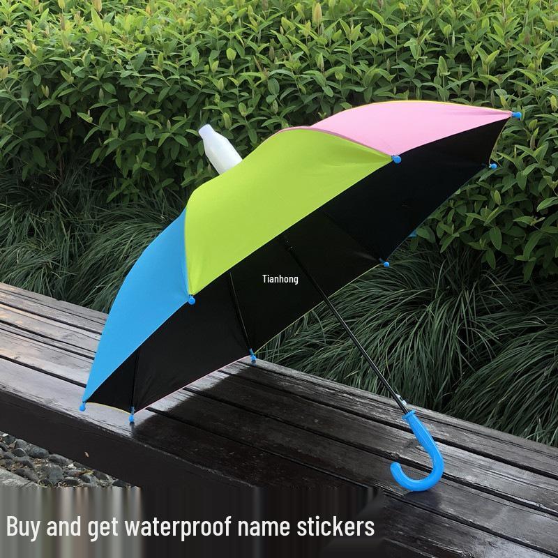 Children's Waterproof Rainbow Umbrella: Solid Color, Fresh Style, Sunscreen, Automatic, Long Handle
