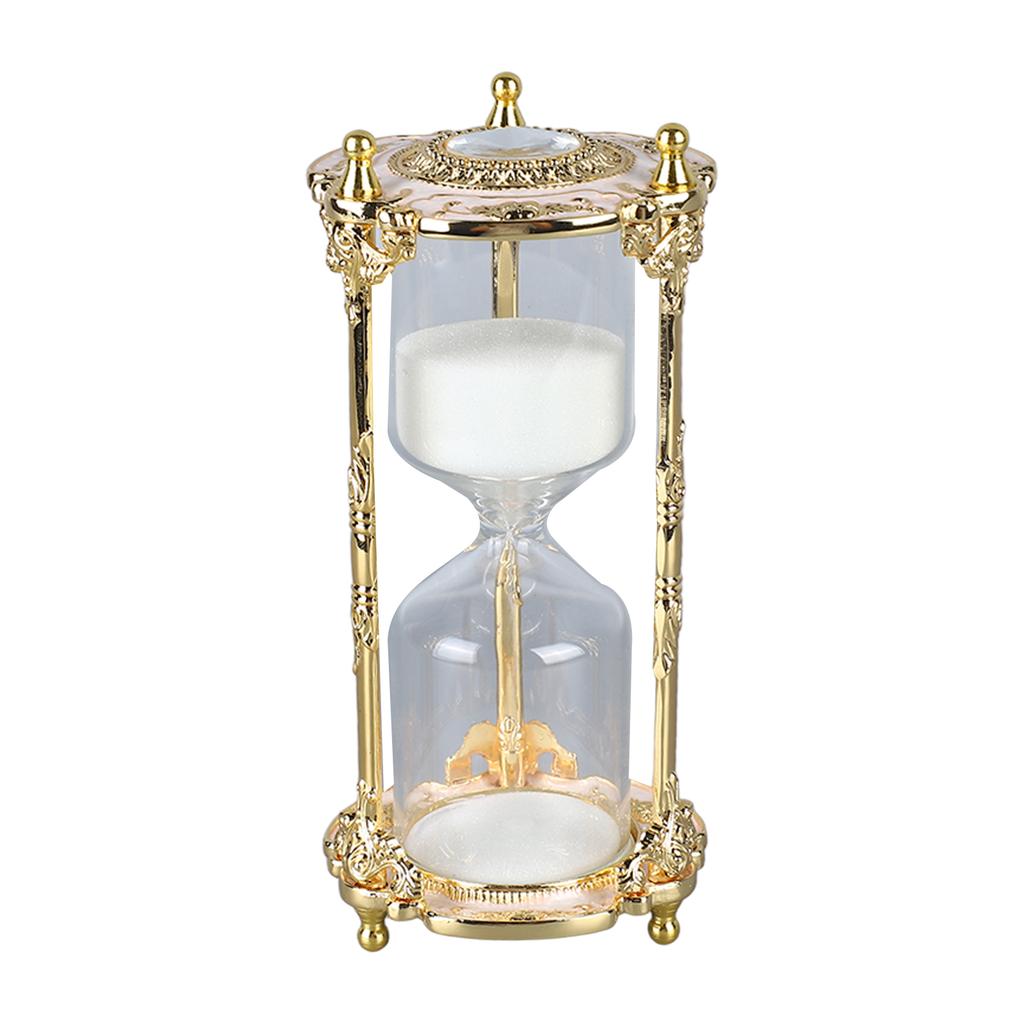 Antique Sand Hourglass Timer Metal Elegant 15 Minutes Decorative Hourglass for Wedding Home Desk