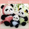 Panda Flowers Cap Plush Toy Cartoon Stuffed Animal Doll Decoration Kids Gift