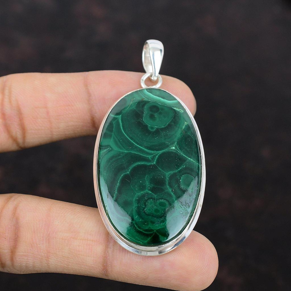 Malachite Pendant Natural Real Gemstone Pendant Handmade Amazing Jewelry 925 Sterling Silver Pendant Gift For Mom Awesome Malachite Jewelry