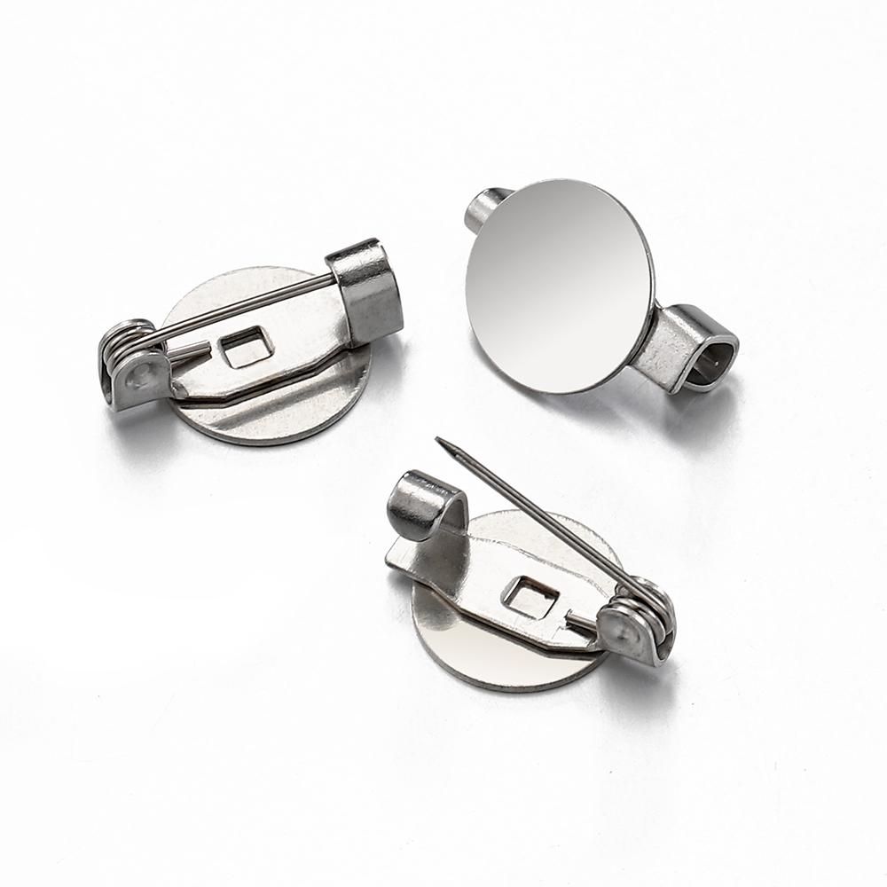 10 Stück Edelstahl Brosche Basis Rund Leer Flache Schale Cameo Fassungen Anhänger für Schmuckherstellung DIY Zubehör