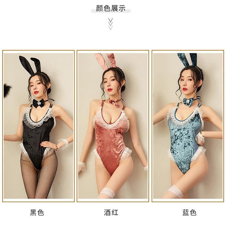 Sexy Lingerie Velvet Bunny Uniform Three-Point Onesie Cosplay Seduction Suit
