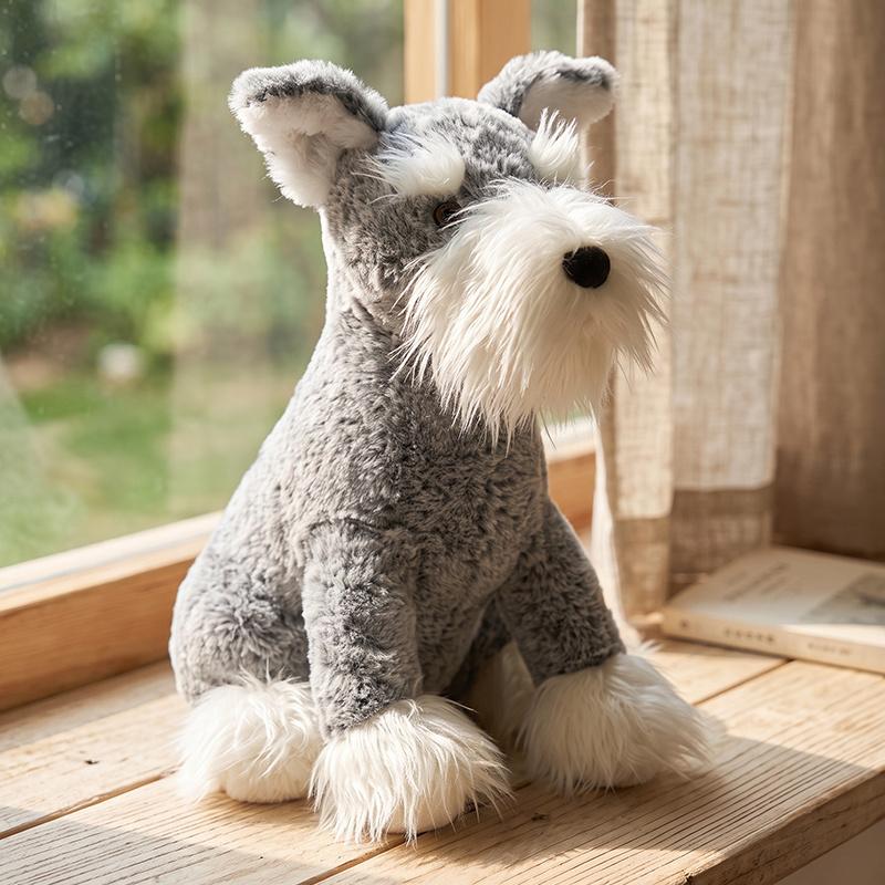 Realistic Schnauzer Dog Plush Toy,Soft