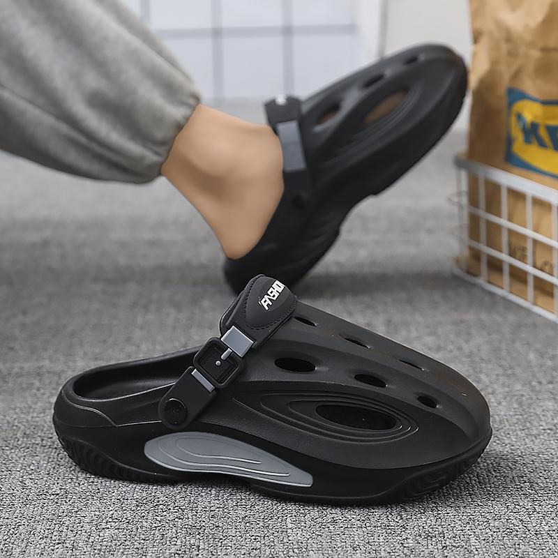 Men'S Summer Outer Wear Non-Slip Anti-Odor Toe-Cap Slippers Outdoor Sports Beach Sandals