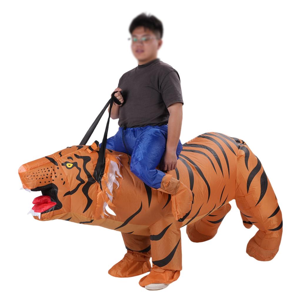 Inflatable Tiger Costume Funny Full Body Blow Up Animal Costume L Size for 150-190cm Body Height with Blower