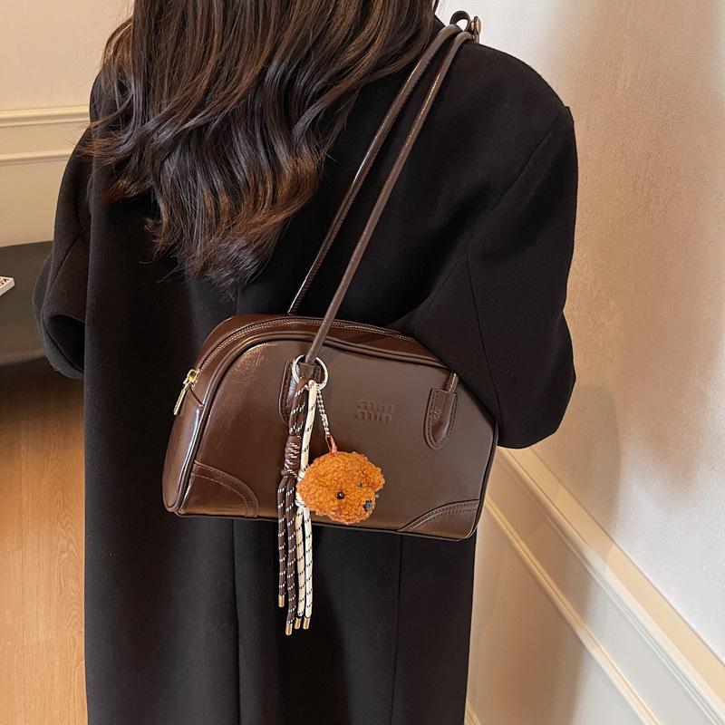 

Сумка премиум-текстуры большой вместимости 2025 новая женская сумка универсальная на плечо подмышку сумка-тоут 27*10*17 темно-коричневого