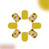 24 Pcs Short Square Stick on Nail Glossy Full Cover False Nail Yellow Press On Nail Manicures Supplies for Woman