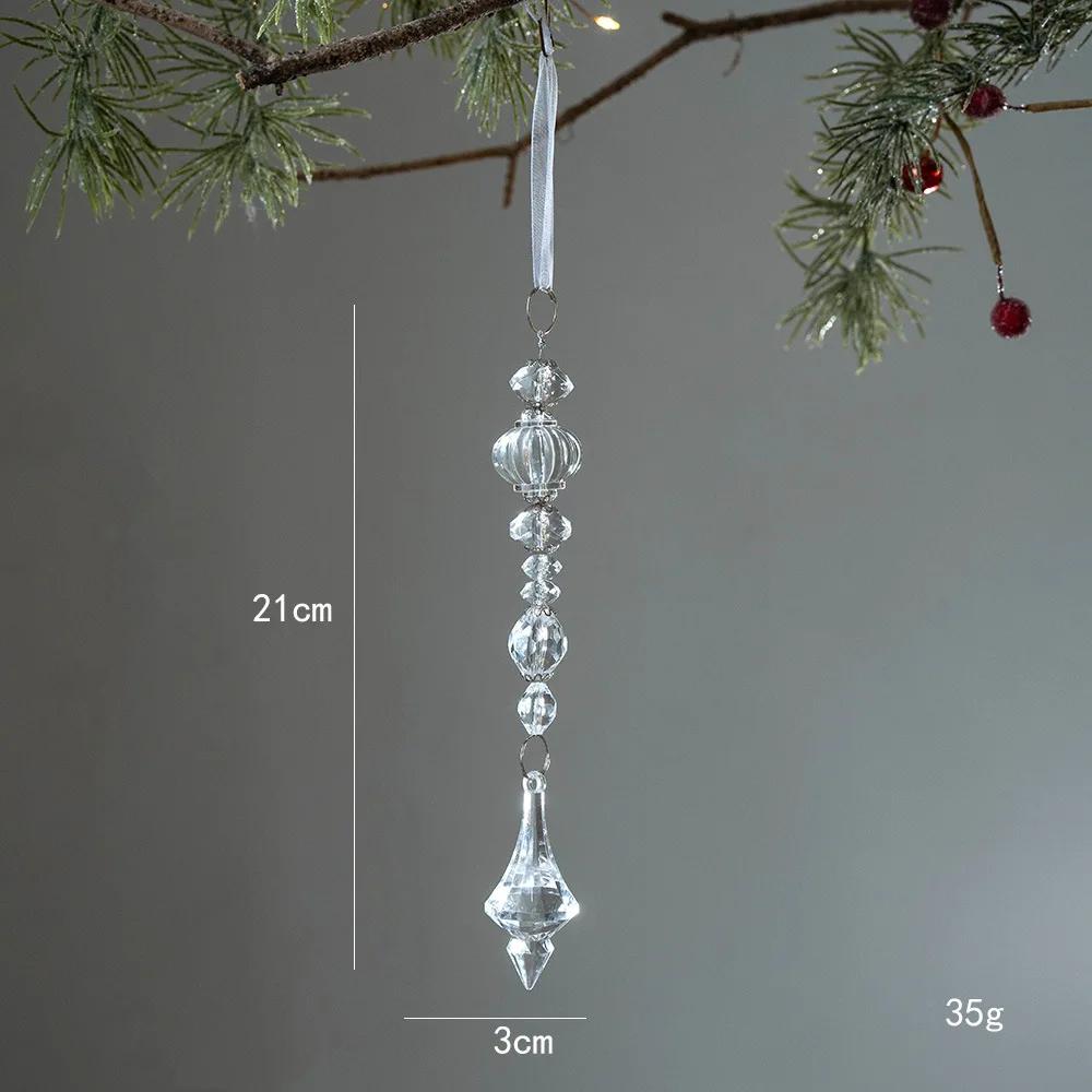 Christmas Transparent Snowflake Crystal Pendants Decorations Xmas Tree Hanging Ornament Christmas Home Decorations New Year Gift