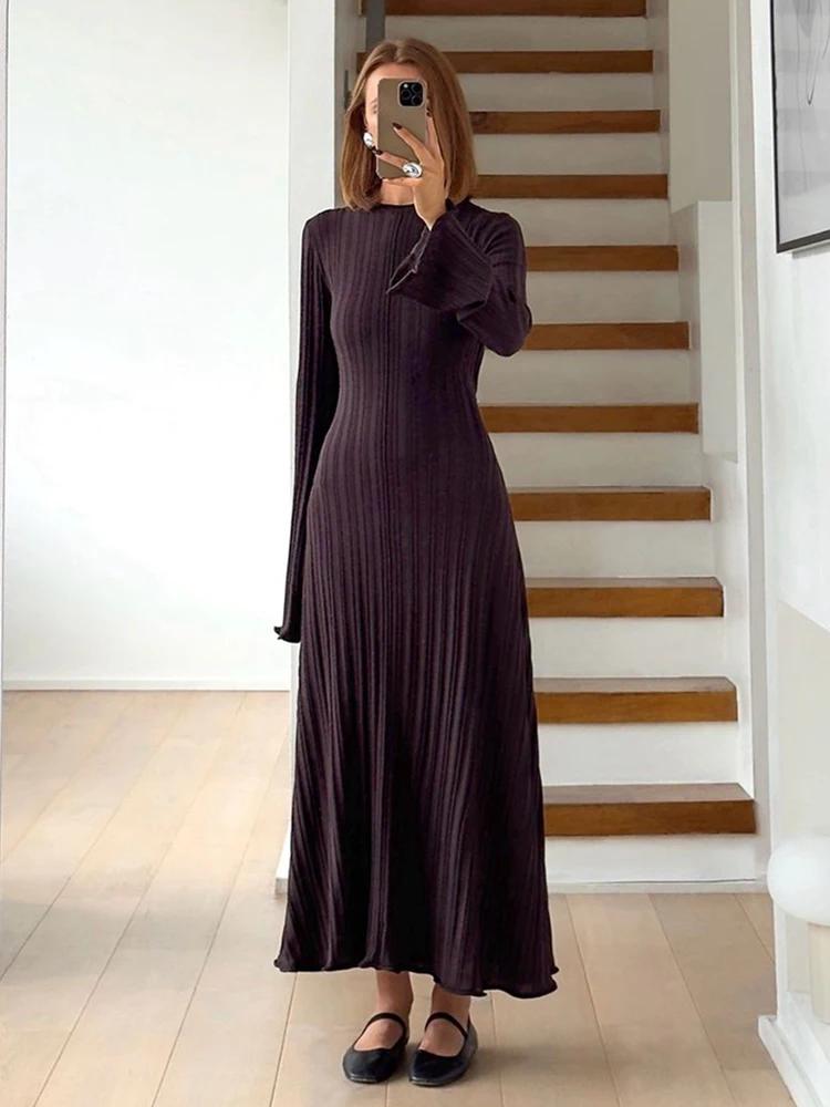 White Knitted Long Dress Women 2026 Spring New Long Sleeve Bandage Loose Casual Dress Streetwear Womens Vestidos