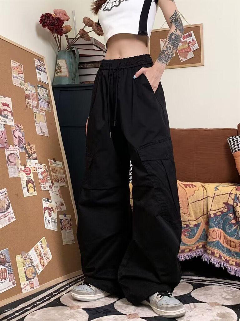 Korean-Style Retro American Loose Wide-Leg Work Pants