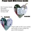 2-Pack Handmade Prayer Quilt with Cross ide, Pocket Size Comfort Quilts, Christian Sympathy Gift, 4 x 4 inches