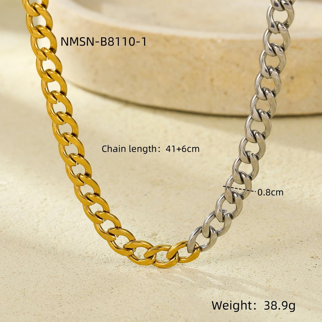 GEMCHIC Women's Two-Tone Gold Silver Chain Necklace Stainless Steel Fashion Choker