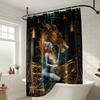 Golden Dragon Goddess Shower Curtain - Creative Fantasy Warrior Art Design - Indoor Home Bathroom Decor Aesthetic Bath Curtain