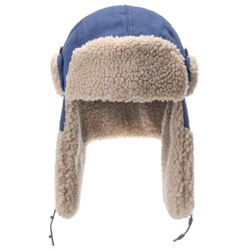 Winter Warm Fleece-Lined Canvas Beanie Hat Outdoor Cycling Snow Hiking Windproof Ear Protection Unisex