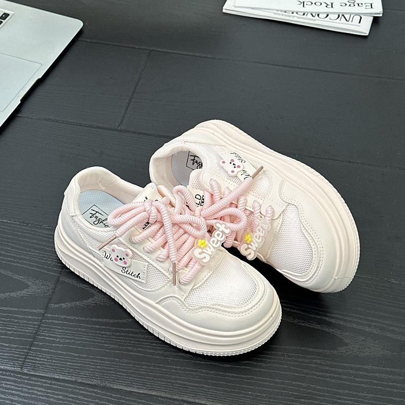 9 Spring little white shoes new mesh female students thick-soled heightening sports board shoes casual