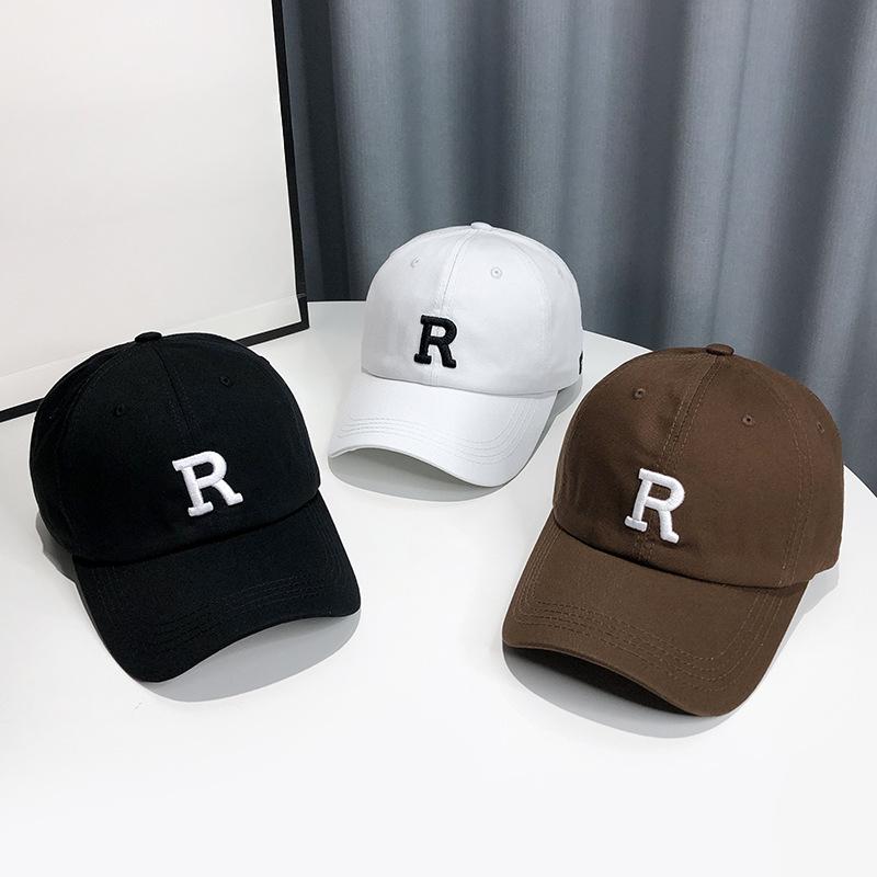 Hat Women's Face Showing Small Baseball Cap Korean Style Trendy Embroidered Letters R Mark Baseball Cap Men