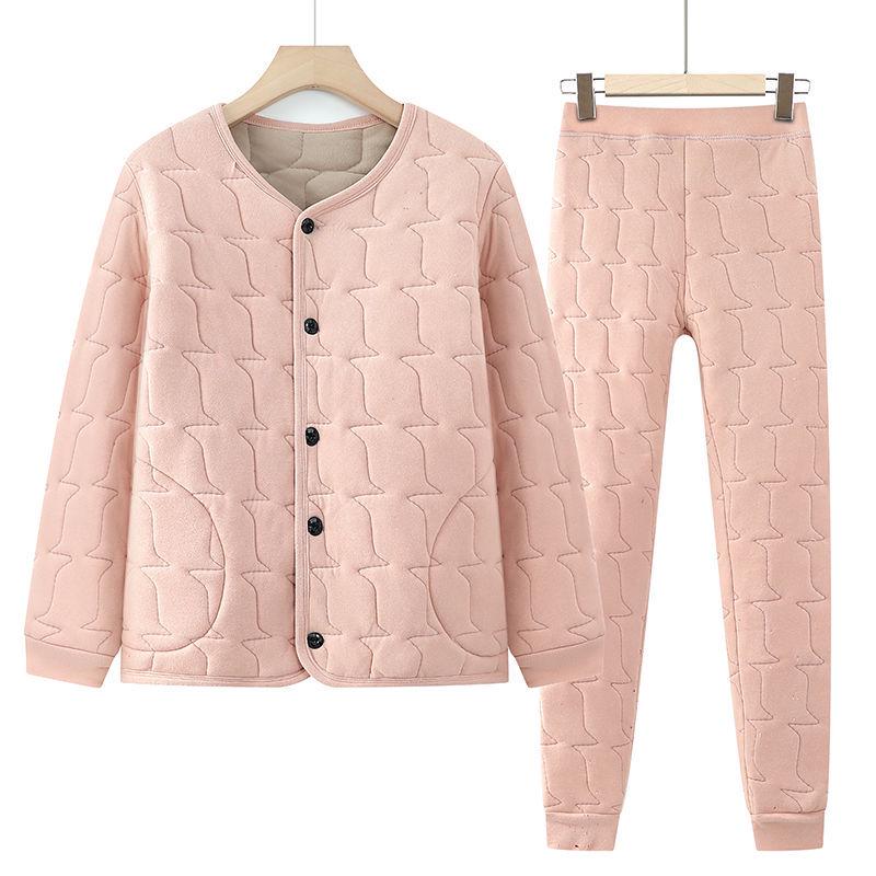 Women's Quilted Winter Cotton Coat Set for Seniors - Warm and Thickened Design