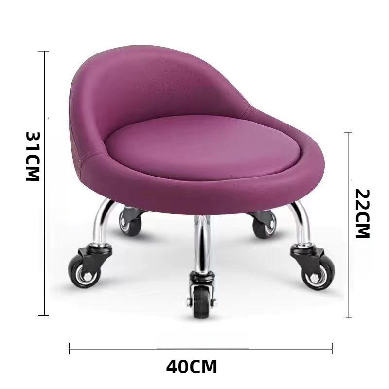 Household Mobile Universal Wheeled Stool Thickened Frame Round Pulley Stool Portable Low Swivel Chair Tool
