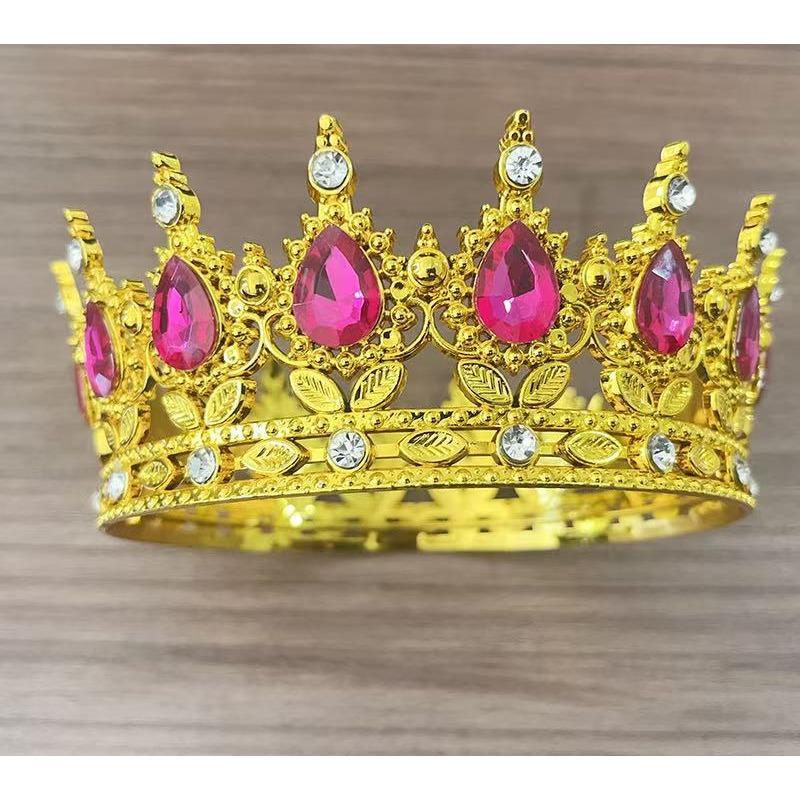 European and American Baroque Plastic Teardrop Crown Headwear for Brides Wedding Photography Accessories Full Round Coming of Age Ceremony Headwear