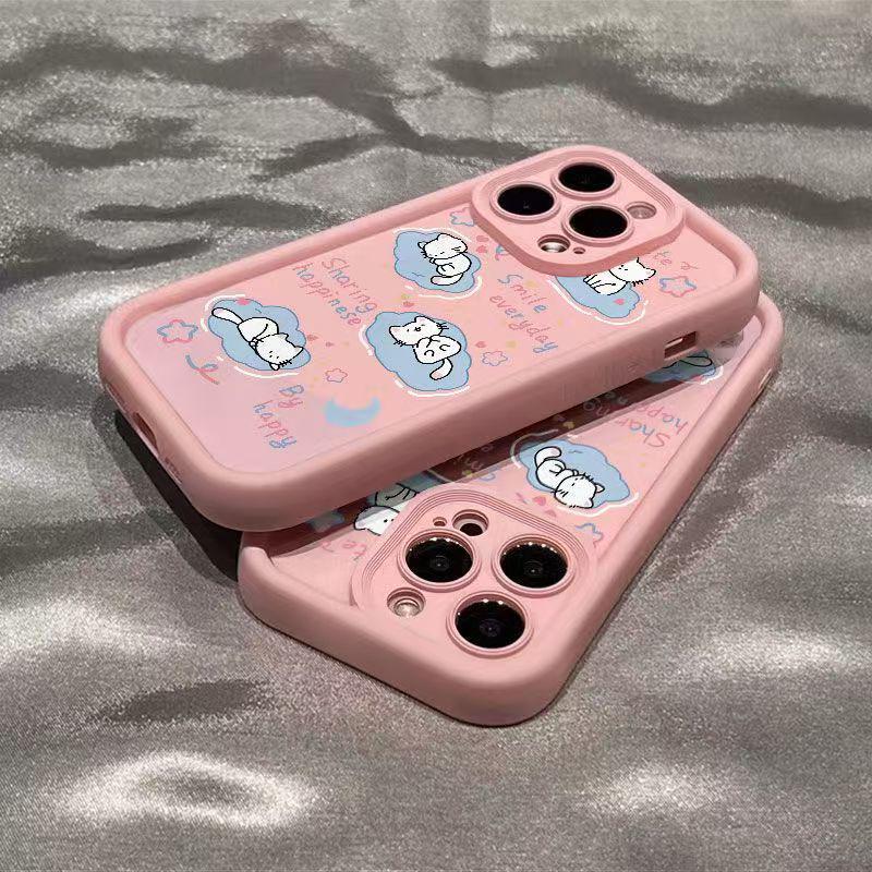

White Cat Candy Phone Case: Stylish Tiered Shell for Apple 17 Pro Max/16/15/14/12 Pro iPhone 16