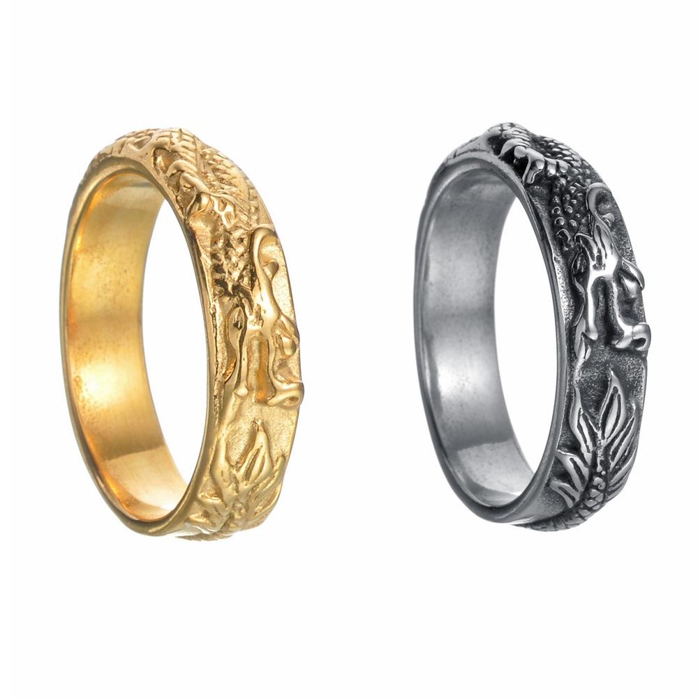 Jewelry New Chinese Dragon Shape Ring Live Titanium Steel Jewelry Ring
